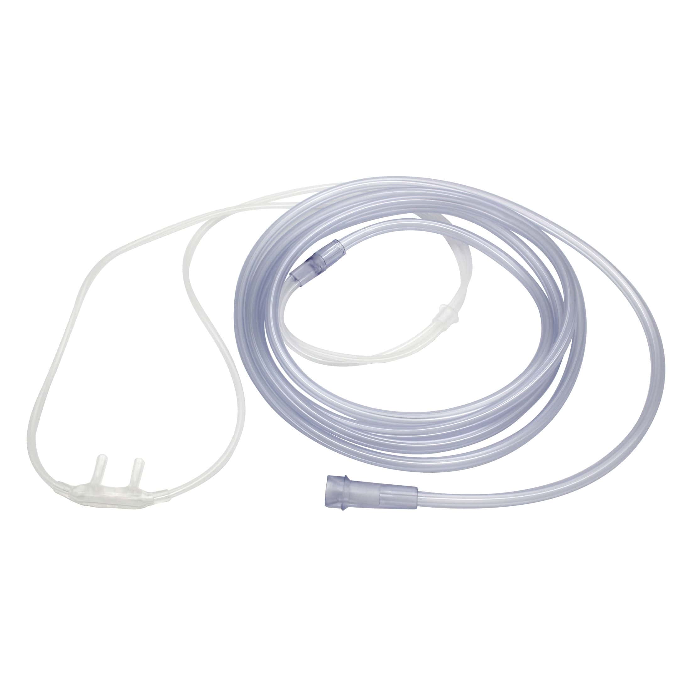 RES1107S Adult Soft Cannula with 7-foot oxygen supply tubing. This oxygen cannula’s soft material reduces friction on the skin for patient comfort.