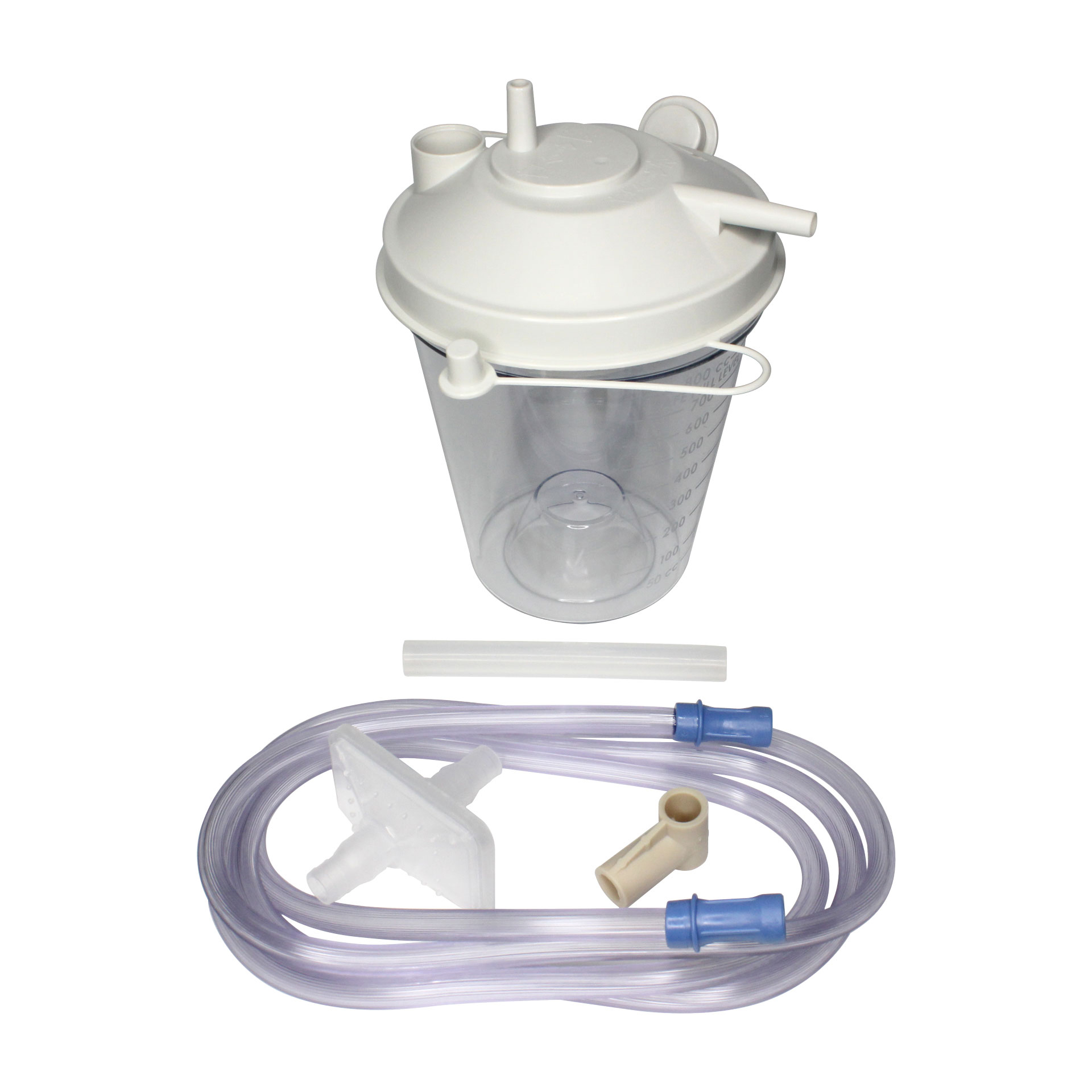 Photograph of RES026S-E - Suction Kit: 1 RES023AW Canister, 1 RES024M Connector Tube 4.5in, 1 RES025 Suction Tubing 6ft, 1 BF3812 Bacteria Filter, 1 RES028 Rubber Elbow