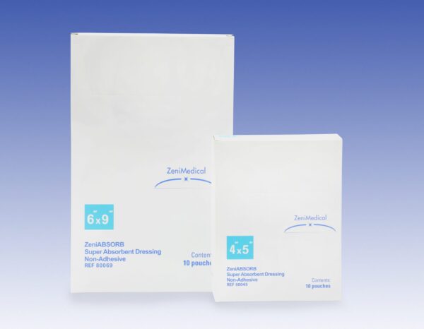 ZeniABSORB Super absorbent foam dressing non-adhesive border packaging photo