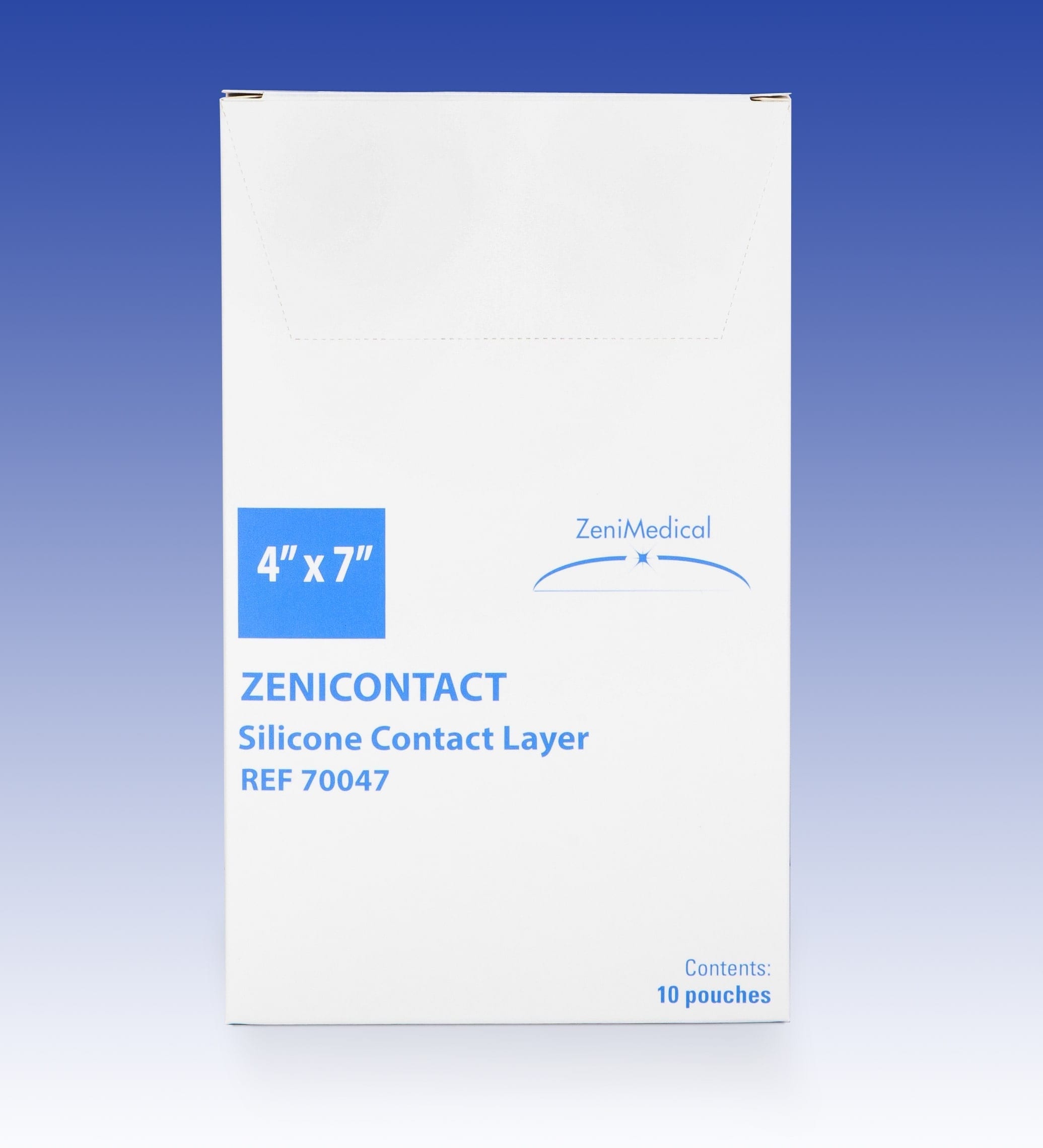 ZeniCONTACT Silicone non-adherent contact layer packaging photograph