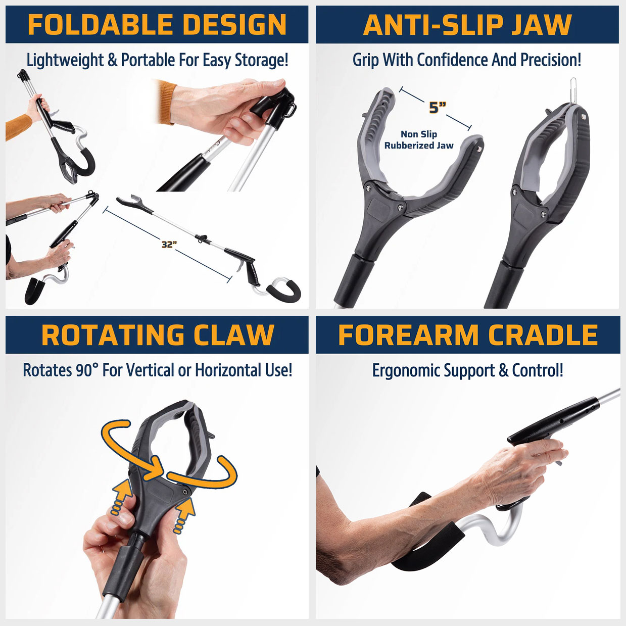 Foldable Design - Anti-Slip Jaw - Rotating Claw - Multi-Purpose