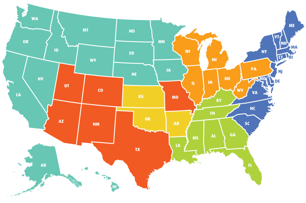 color coded map of the united states, including alaska and hawaii