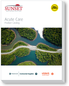 a thumbnail image of a catalog cover that reads "acute care product catalog"