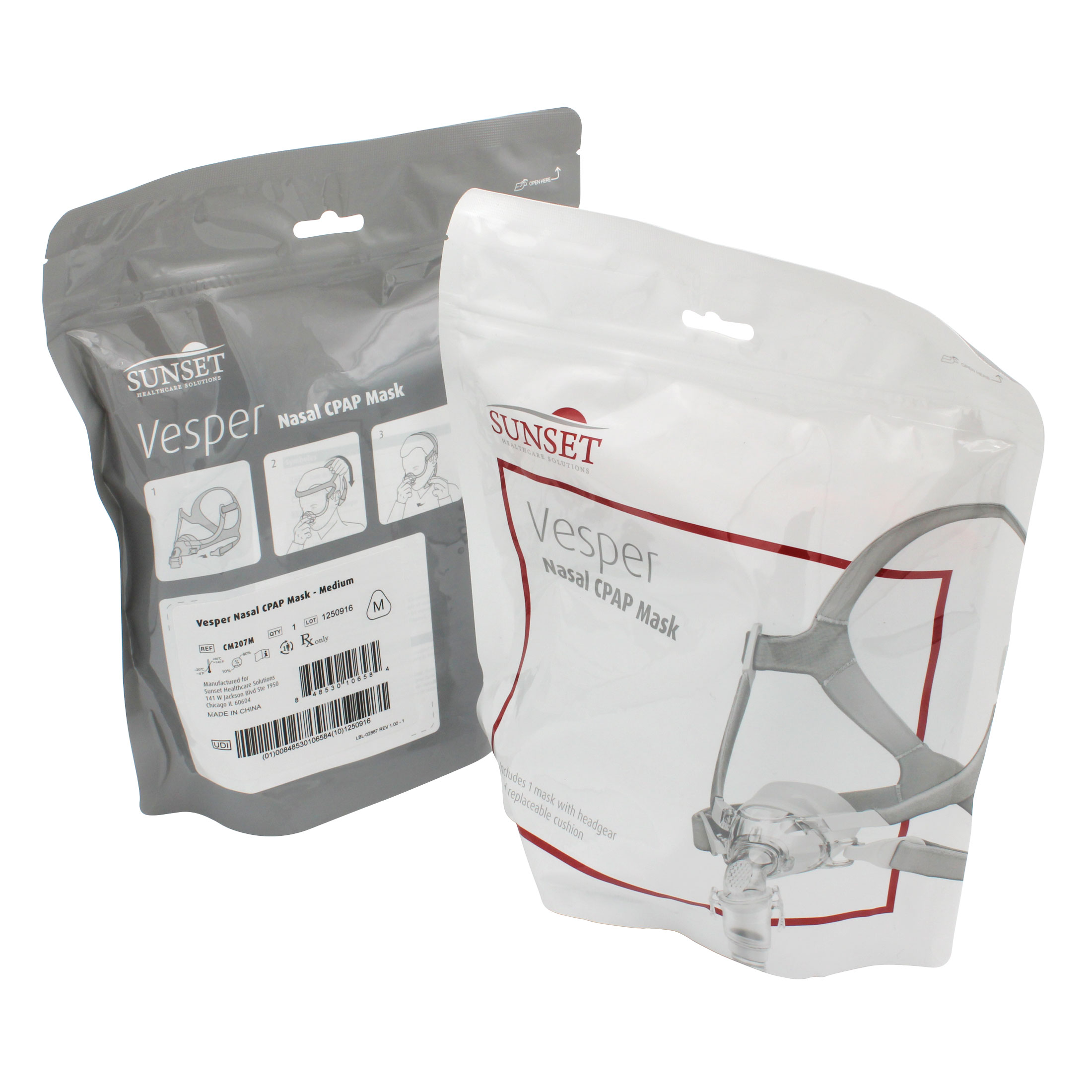 Sunset Vesper Nasal CPAP Mask retail packaging