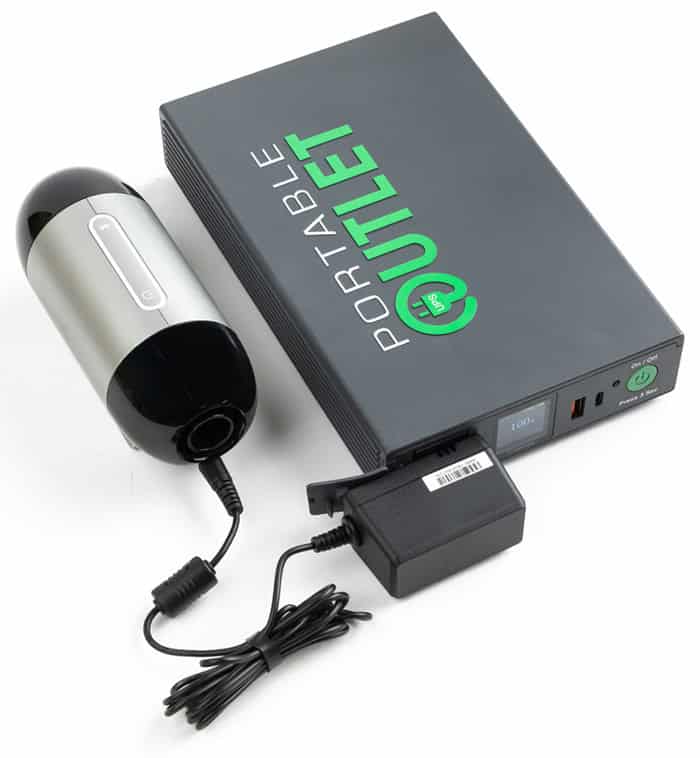 CAP1600X9 Portable Outlet shown powering a Travel CPAP machine
